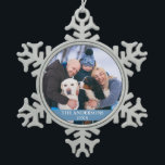 Family Photo Light Blue Snowflake Pewter Christmas Ornament<br><div class="desc">Family Photo Blue Snowflake Ornament</div>