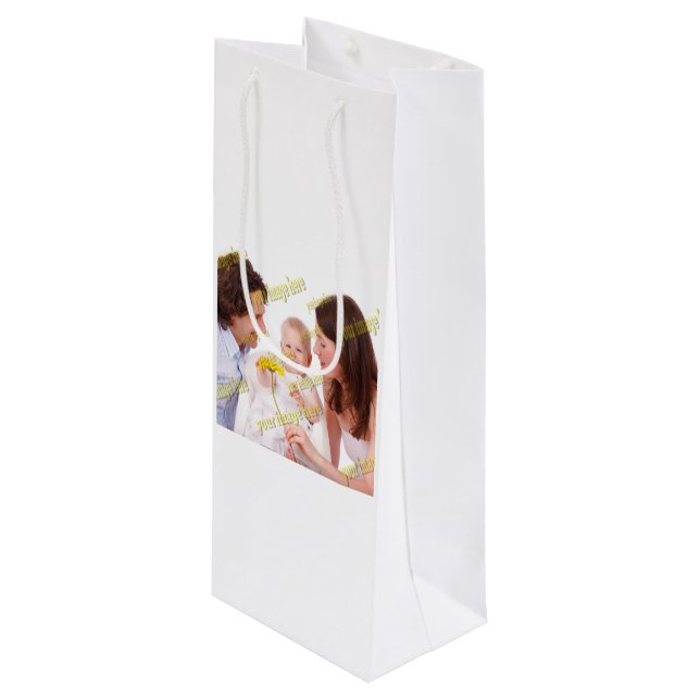 FAMILY Photo ✨ Lovely Custom  Wine Gift Bag (Front Angled)