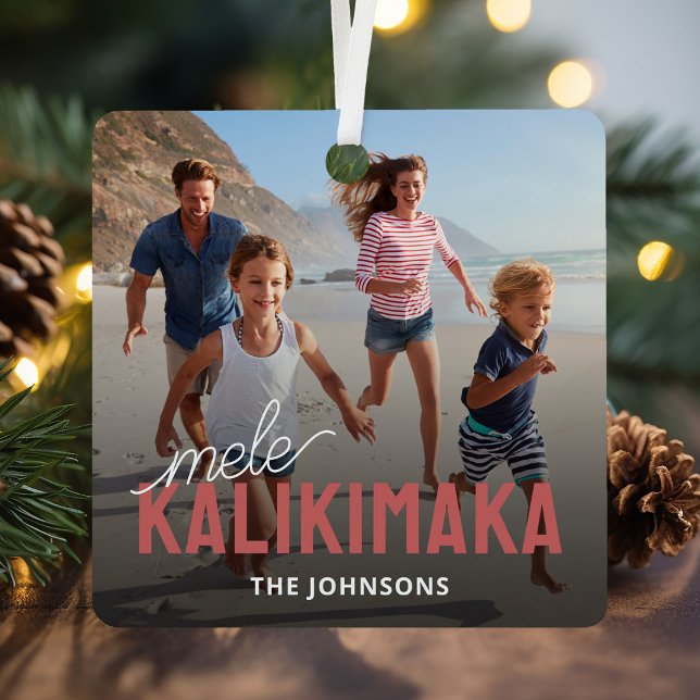 Family Photo Mele Kalikimaka Metal Tree Decoration (Creator Uploaded)