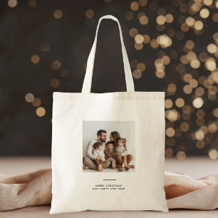 Family Photo & Merry and Bright Minimalistic  Tote Bag