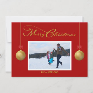 Family Photo Merry Christmas Calligraphy  Holiday Card