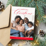 FAMILY PHOTO Merry Christmas cute calligraphy red  Holiday Card<br><div class="desc">by kat massard >>> www.simplysweetPAPERIE.com <<< A super simple photo holiday card design to celebrate the season with family and friends. Maximum area to display your beautiful family! TIPS 1. To resize / reposition the photo hit the "customise it" button. 2. You can also change the fonts, move and add...</div>