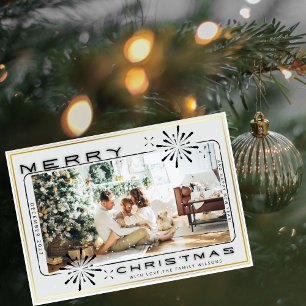 family Photo merry christmas modern cute Enclosure Card