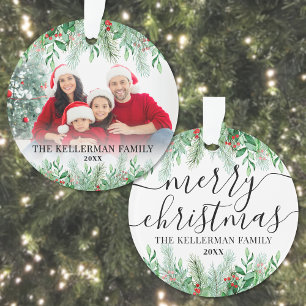 Family Photo Merry Christmas Ornament