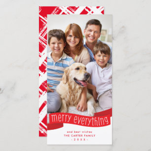 FAMILY PHOTO merry everything ribbon red  Holiday Card