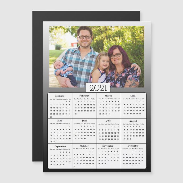 Family Photo Mini 2021 Calendar Magnetic Invitation (Front/Back)