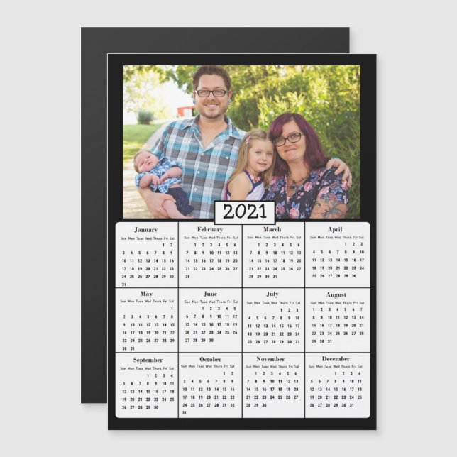 Family Photo Mini 2021 Calendar Magnetic Invitation (Front/Back)