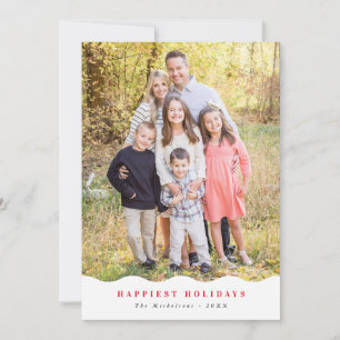 FAMILY PHOTO minimal happiest holidays wave Announcement