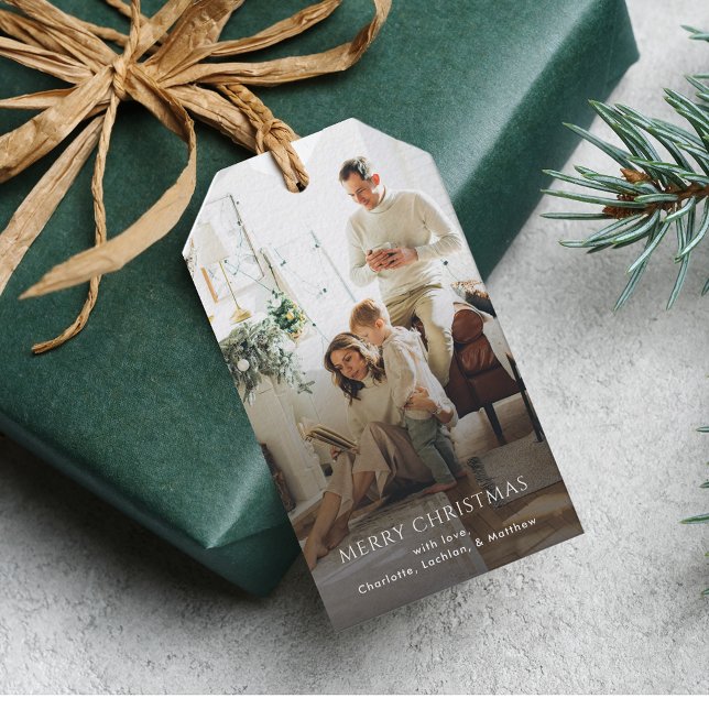 Family Photo Modern Christmas Gift Tags (Family Photo Rustic Christmas Gift Tag)