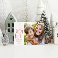 FAMILY PHOTO modern elegant lettering JOYFUL red