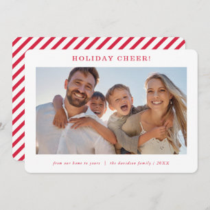 FAMILY PHOTO modern minimal simple festive red Holiday Card