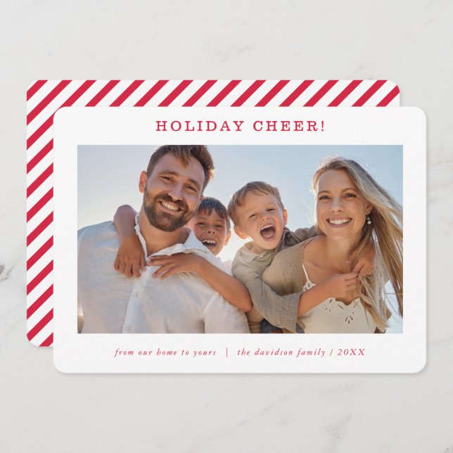 FAMILY PHOTO modern minimal simple festive red Holiday Card (Front/Back)