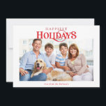 FAMILY PHOTO modern minimal typography red Holiday Card<br><div class="desc">by kat massard >>> kat@simplysweetPAPERIE.com <<< Send and extra special message with style and pizzazz this year... Personalised with your details & photos my modern holiday products are sure to stand out from the flurry of greetings your friends and family will receive this season and will make a special memento...</div>