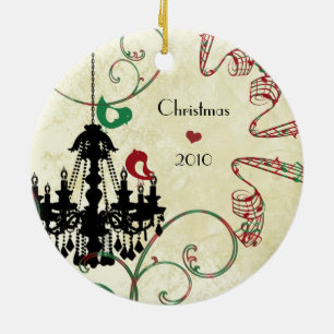 Family Photo Musical Red & Green Birds Chandelier Ceramic Tree Decoration