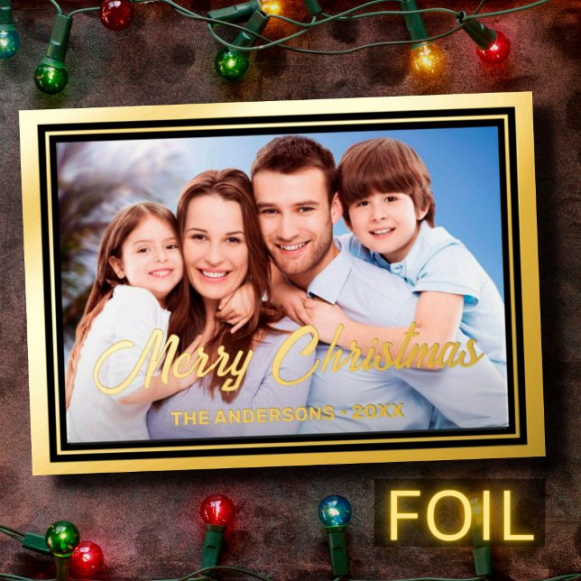 Family photo & name elegant script Merry Christmas (Creator Uploaded)