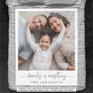 Family Photo Name Family Is Everything Fleece Blanket