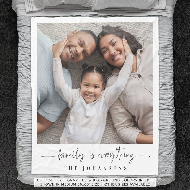 Family Photo Name Family Is Everything Fleece Blanket (Creator Uploaded)