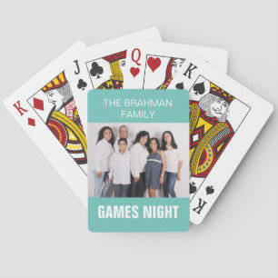 Family Photo & Name Game's Night   Custom Colour Playing Cards