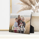 Family Photo & Name Horizontal Plaque<br><div class="desc">Keep a constant reminder of your most important priority nearby with this sweet family keepsake plaque. Add a favourite horizontal or landscape orientated photo,  with "family" overlaid in white lettering and your family name beneath.</div>