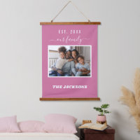 Family photo name script green dark pink