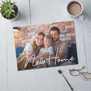 Family Photo New Address New Year New Home Moving Holiday Card