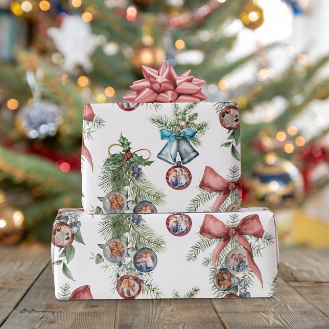 Family Photo Ornaments Christmas Wrapping Paper (Creator Uploaded)