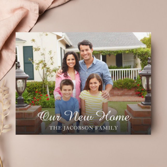 Family Photo Our New Home Moving Announcement Postcard (Creator Uploaded)