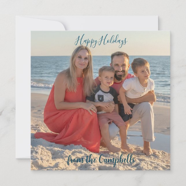 Family Photo Personalise HAPPY HOLIDAYS Card (Front)
