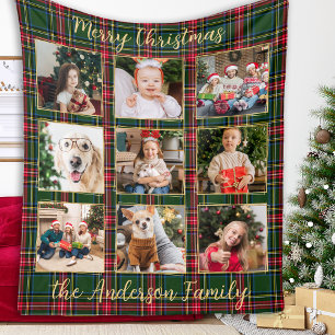 Family Photo Personalised Rustic Patchwork Plaid Fleece Blanket