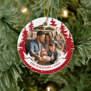 Family Photo Pine Tree Christmas Ceramic Tree Decoration