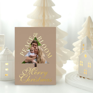 Family photo pine tree script taupe gold real 