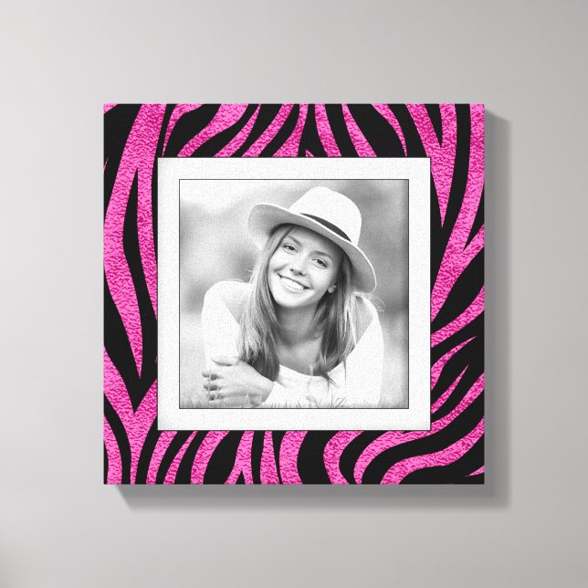 Family Photo Pink Zebra Canvas Print (Front)