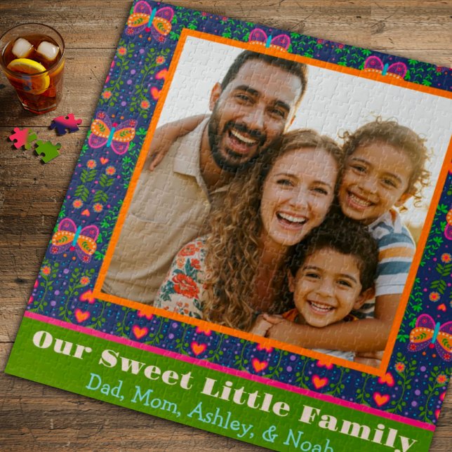 Family Photo Pretty Folk Butterfly Flowers Custom Jigsaw Puzzle (Creator Uploaded)