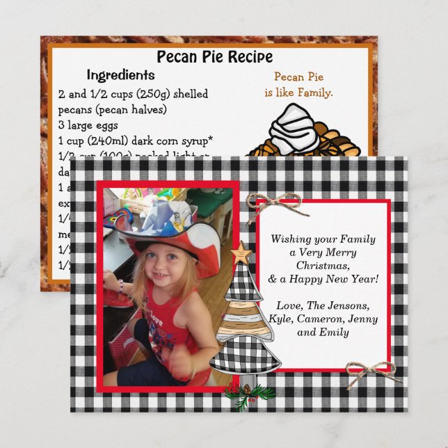 Family Photo + Recipe Card Christmas Card (Front/Back)