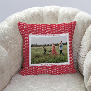 Family Photo Red Christmas Joy Cushion