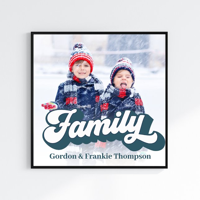 Family Photo Retro Typography Personalised (Custom retro style family lettering photo print)