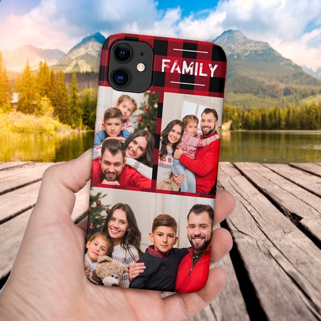 Family Photo Rustic Red Buffalo Plaid Case-Mate iPhone Case (Creator Uploaded)
