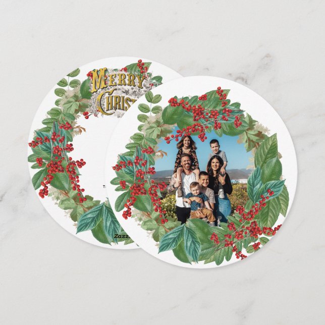 Family Photo Script Holiday Merry Christmas Card (Front/Back)