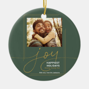 Family Photo Script Joy Christmas Holiday Ceramic Tree Decoration