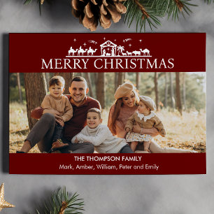 Family Photo Simple Nativity Religious Christmas Holiday Card