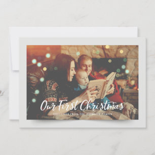 Family Photo Snow Overlay Holiday Greeting Card