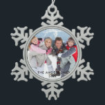 Family Photo Snowflake Pewter Christmas Ornament<br><div class="desc">Family Photo Ornament</div>