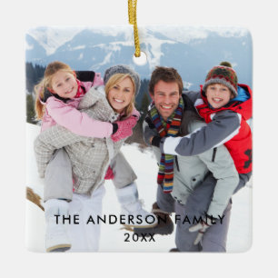Family Photo Square Ceramic Ornament