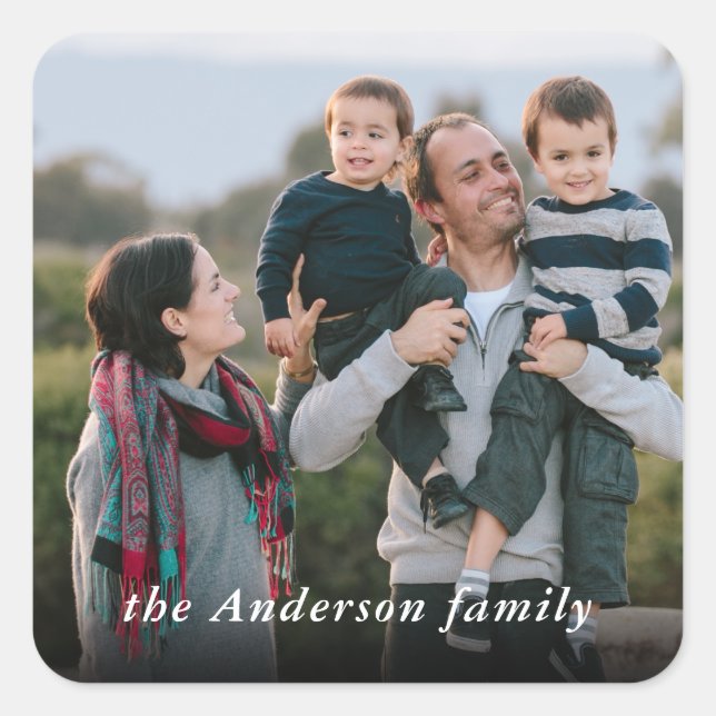 Family Photo Square Sticker (Front)