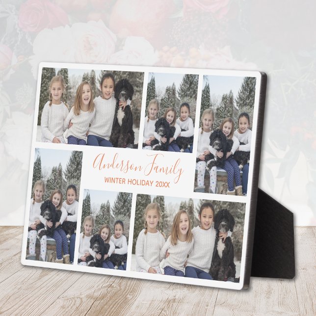 Family Photo Template White Rose Gold Plaque (Family Photo Template White Rose Gold Plaque)