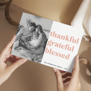 Family Photo Thankful Grateful Blessed Postcard