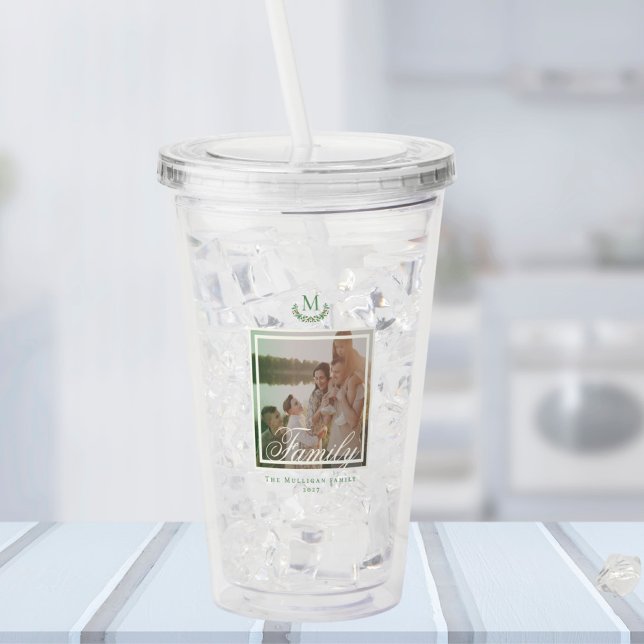 Family Photo tumbler Monogram Wreath  (Creator Uploaded)