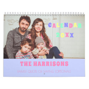 Family Photo Vintage Custom Text Pastel Colours  C Calendar