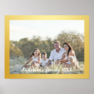 Family Photo With Golden Border Poster