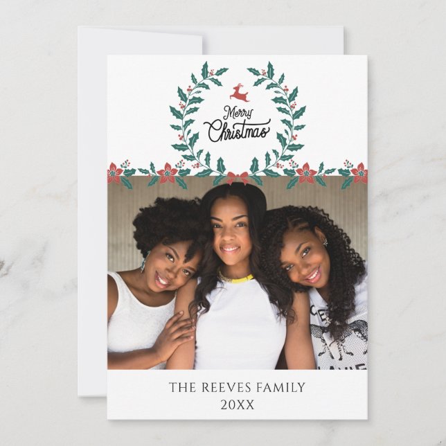 Family Photograph Christmas Holiday Card White (Front)